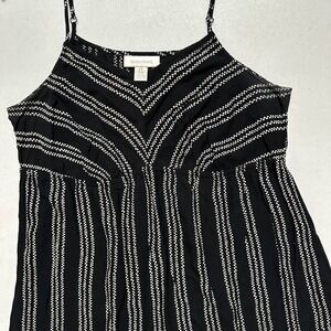Motherhood Maternity Geometric Stripe Empire Waist Midi Dress Black White Boho S